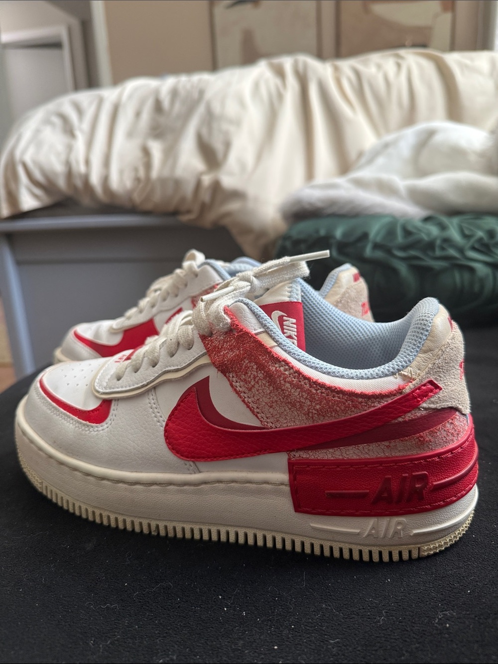 Nike White Sneakers with Red Accents